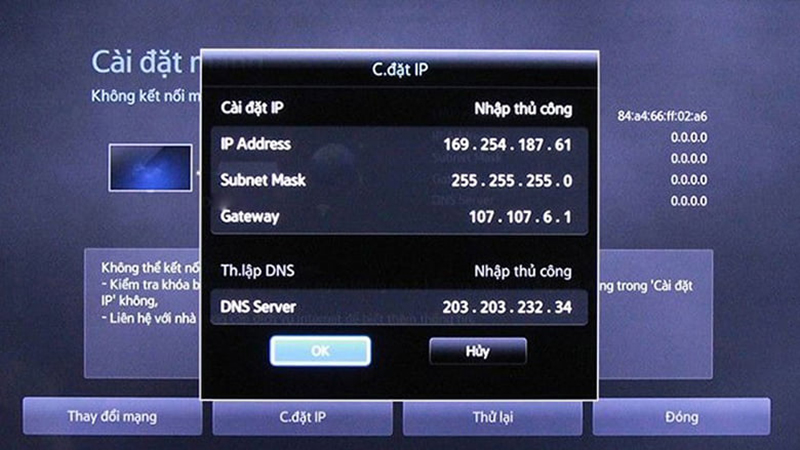Tivi Toshiba lỗi không vào được Internet