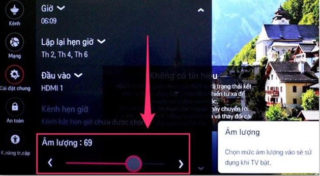 hẹn giờ trên tivi LG