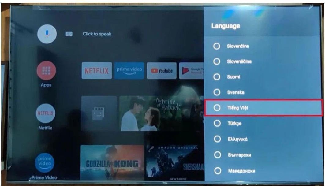 Cách cài đặt tiếng Việt cho tivi TCL